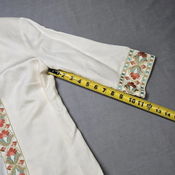 Doncaster Collection Linen Silk Suit Set‎ Colorful Embroidery Tunic Skirt Set - Picture 12 of 16